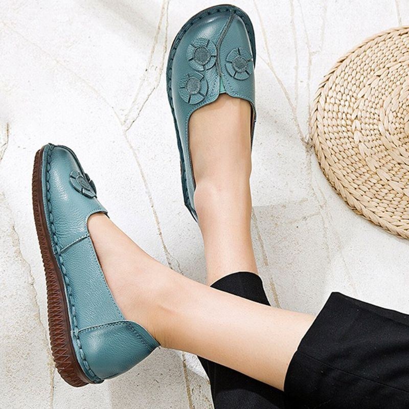 Dame Blomster Decor Komfortabel Casual Slip On Flat Loafers