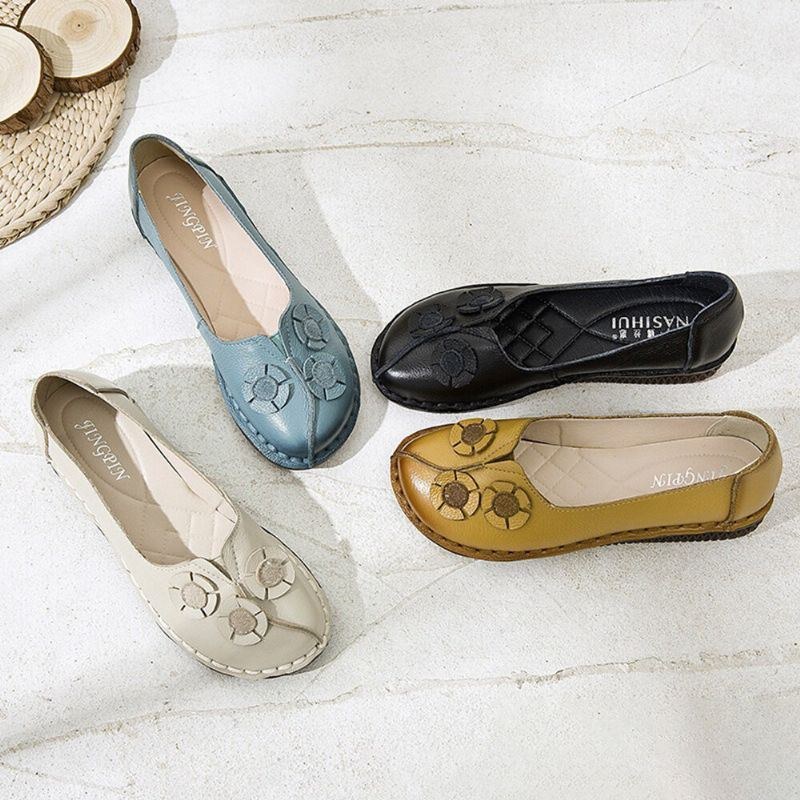 Dame Blomster Decor Komfortabel Casual Slip On Flat Loafers