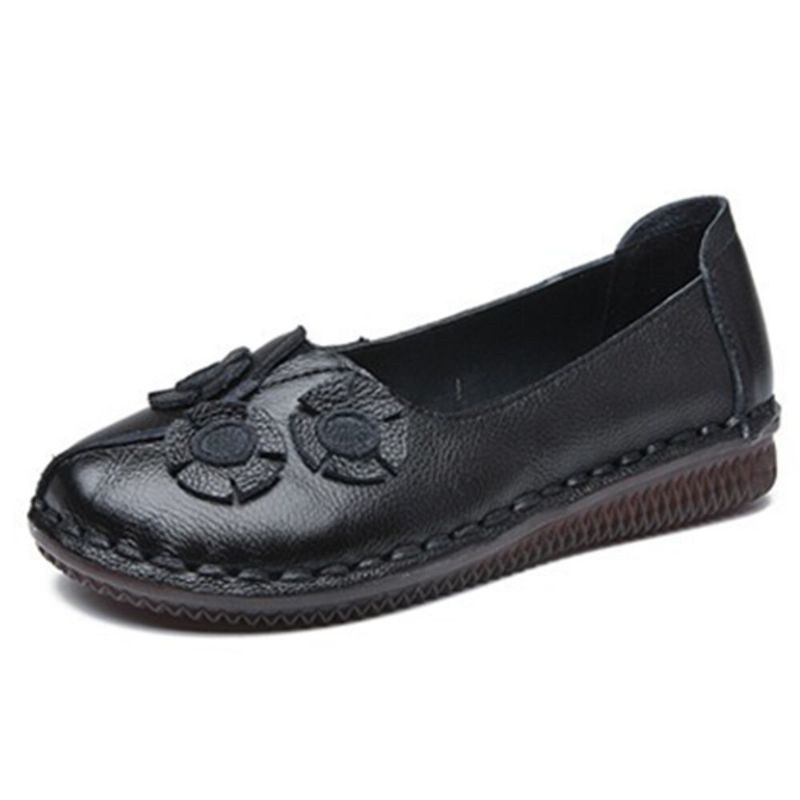 Dame Blomster Decor Komfortabel Casual Slip On Flat Loafers