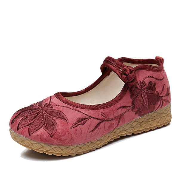 Dame Broderede Blomster Blød Sole Casual Flat Loafers