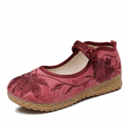 Dame Broderede Blomster Blød Sole Casual Flat Loafers