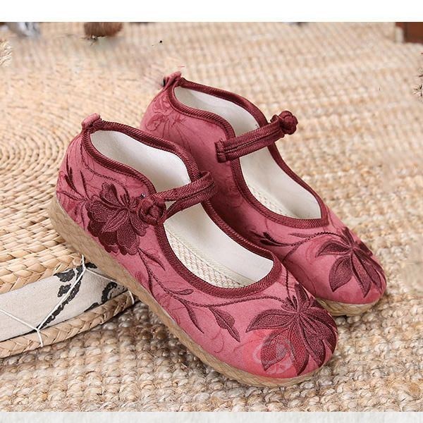 Dame Broderede Blomster Blød Sole Casual Flat Loafers