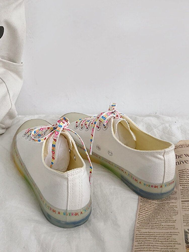 Dame Canvas Low Top Rainbow Sole Casual Student Flats