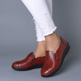 Dame Casual Behagelig Blød Sål Slip On Læder Loafers