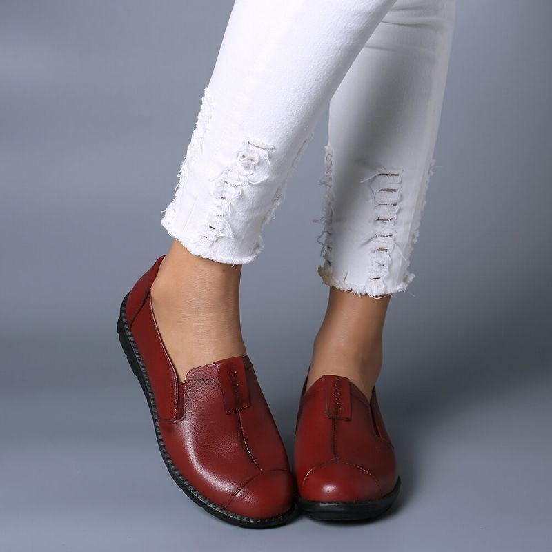 Dame Casual Behagelig Blød Sål Slip On Læder Loafers