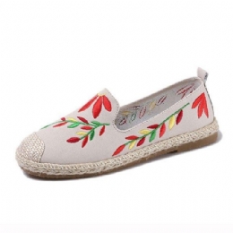 Dame Casual Broderet Flower Cloth Flade Loafers