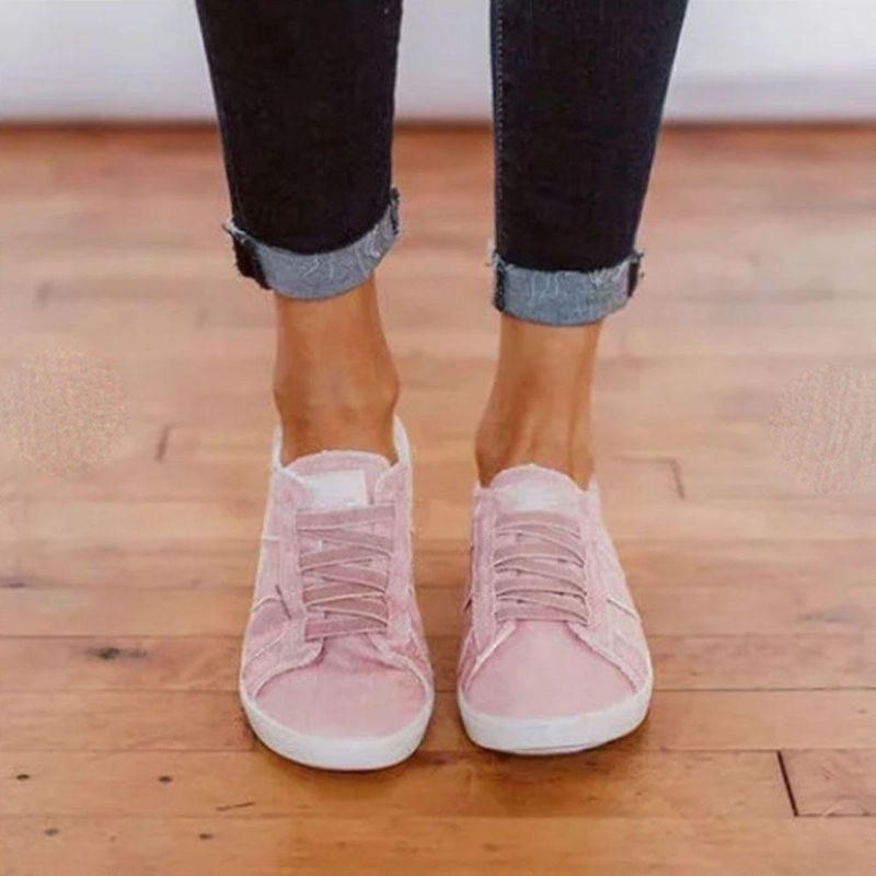 Dame Casual Canvas Lace Up Flats