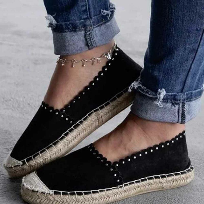 Dame Casual Comfy Åndbar Espadrille Flat Slip On Flats