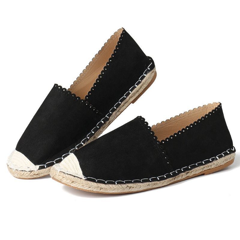 Dame Casual Comfy Åndbar Espadrille Flat Slip On Flats