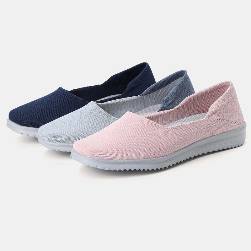 Dame Casual Sko Åndbar Mesh Slip On Cloth Flats