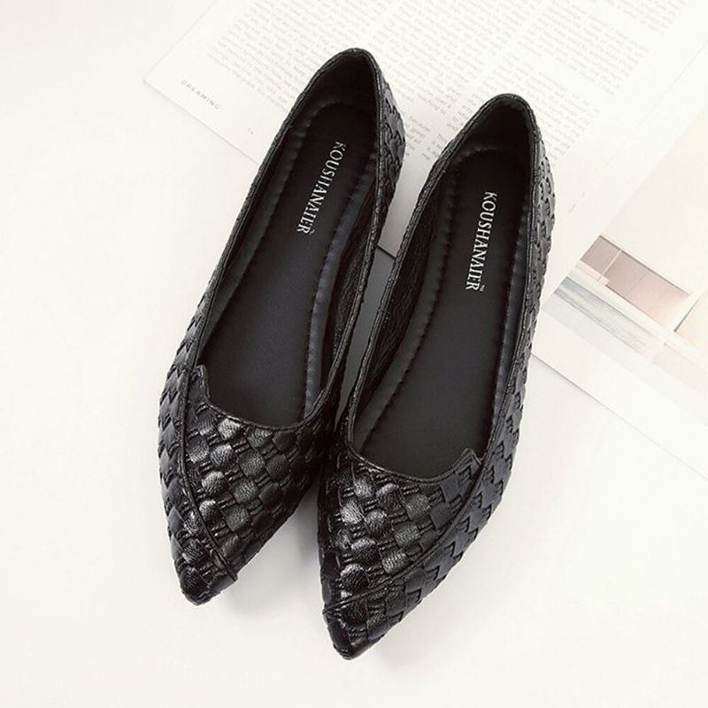 Dame Casual Solid Woven Flade Sko Med Spids Tå