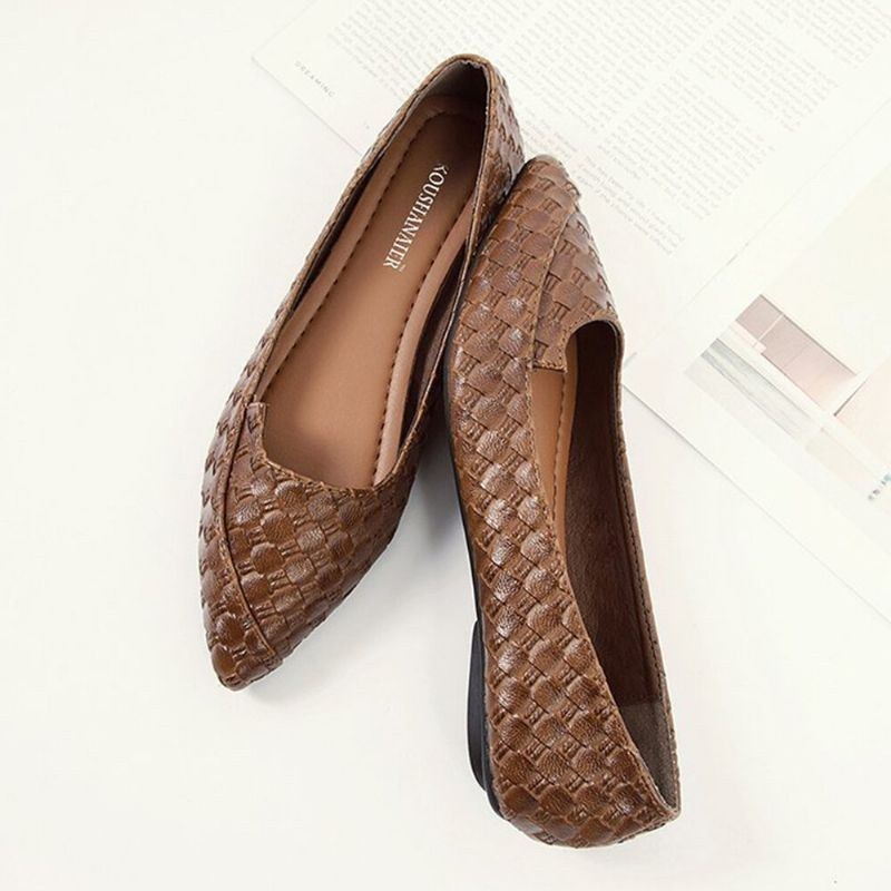 Dame Casual Solid Woven Flade Sko Med Spids Tå