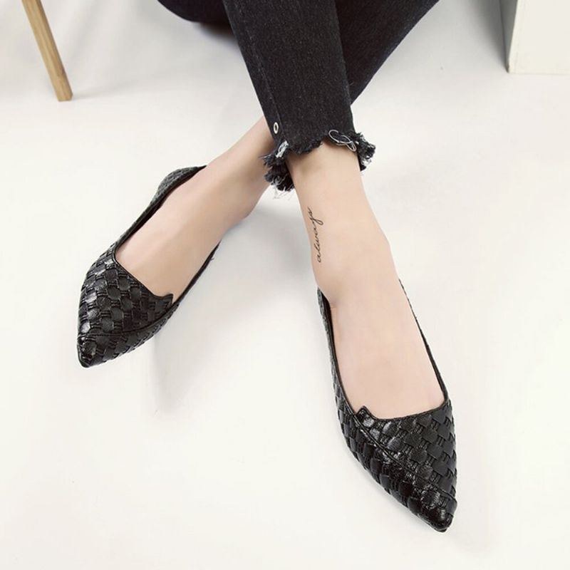 Dame Casual Solid Woven Flade Sko Med Spids Tå