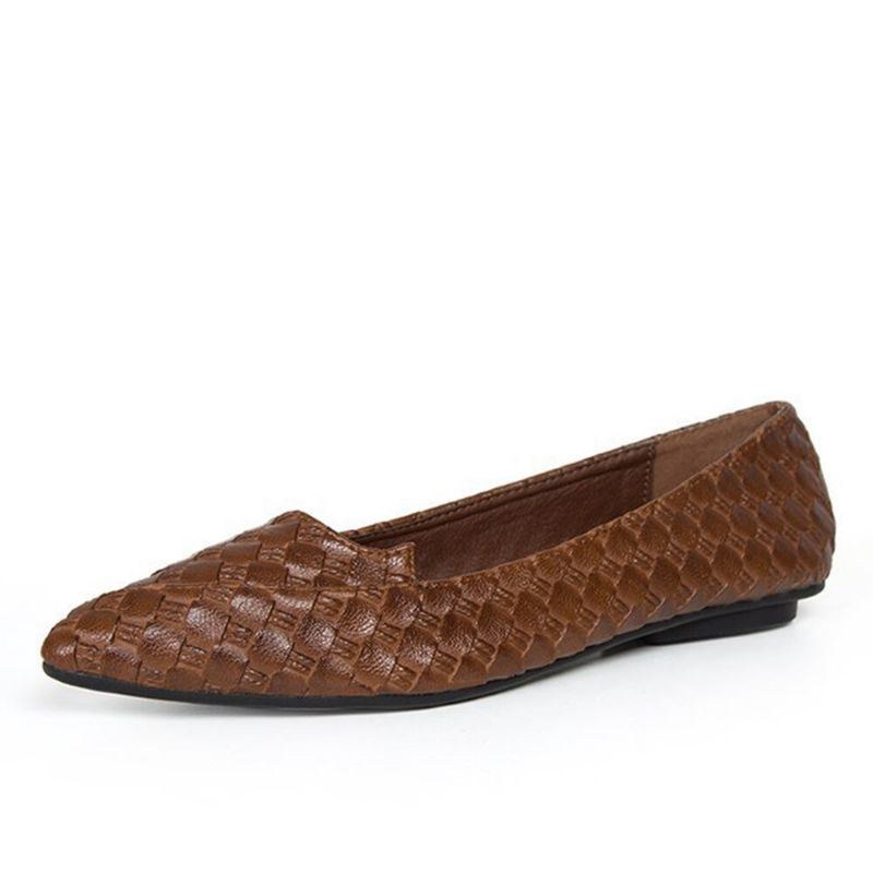 Dame Casual Solid Woven Flade Sko Med Spids Tå