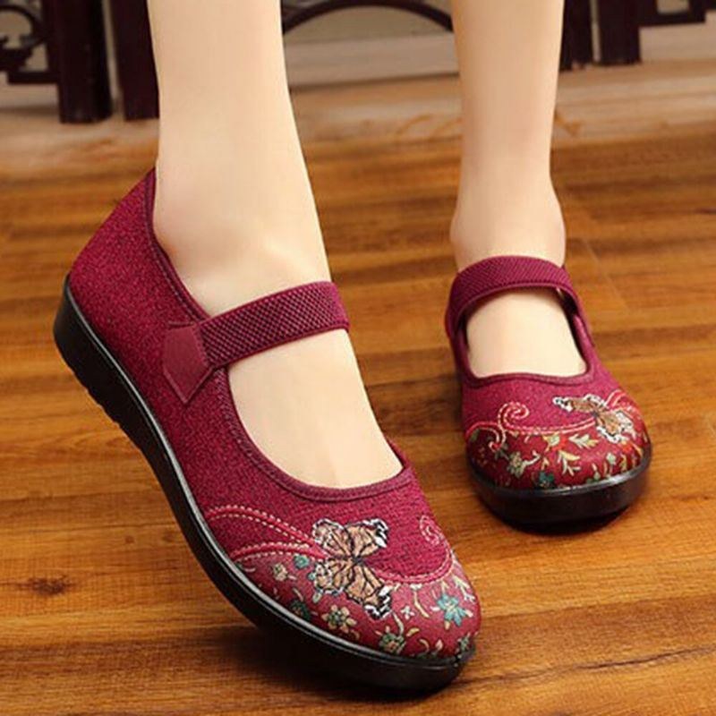 Dame Comfy Non-slip Elastisk Bånd Mary Jane Flat Loafers