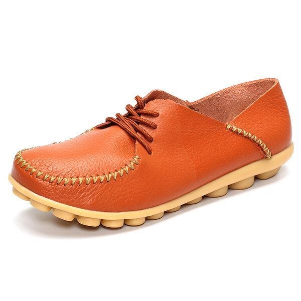 Dame Flade Sko Udendørs Snørebånd Rund Tå Bløde Komfortable Casual Loafers