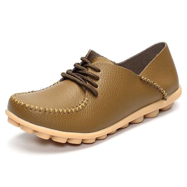 Dame Flade Sko Udendørs Snørebånd Rund Tå Bløde Komfortable Casual Loafers