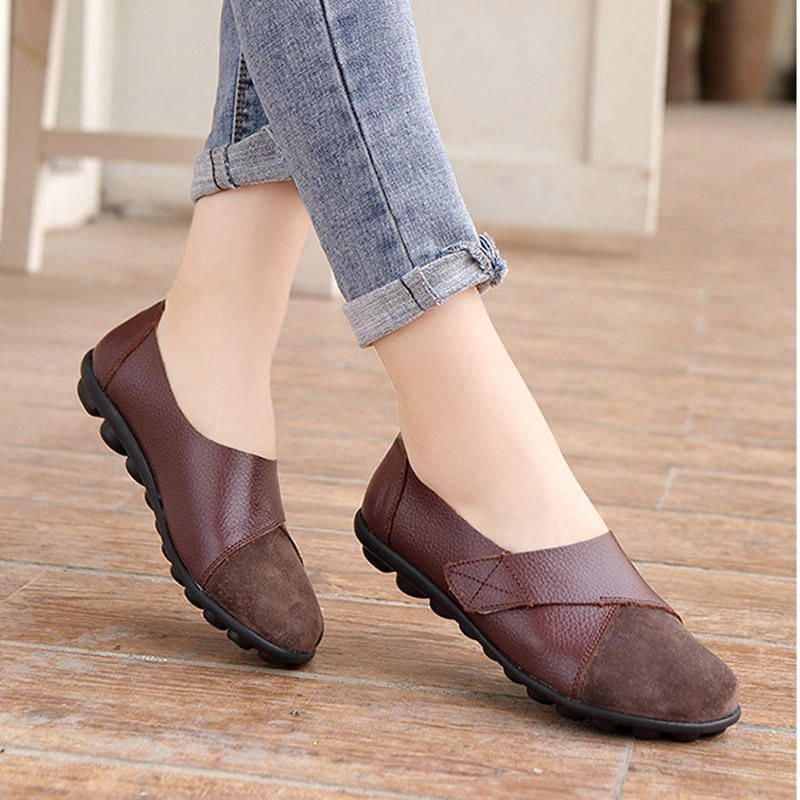 Dame Flats Shoes Slip On Komfortable Loafers Sko