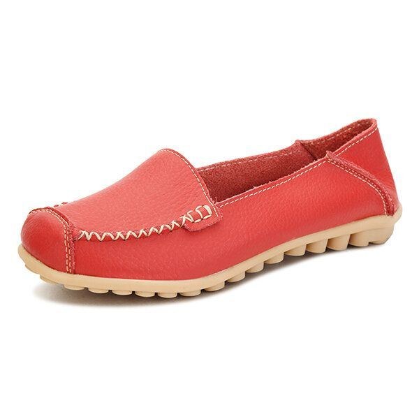 Dame Flats Sko Komfortable Casual Slip On Rund Toe Bløde Flade Loafers Sko