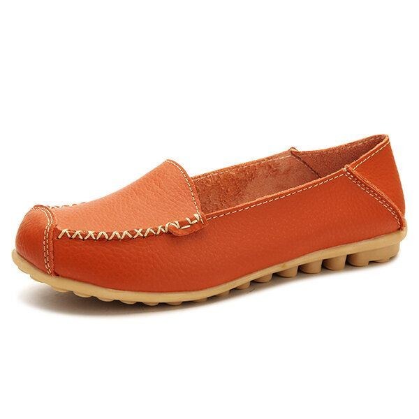 Dame Flats Sko Komfortable Casual Slip On Rund Toe Bløde Flade Loafers Sko