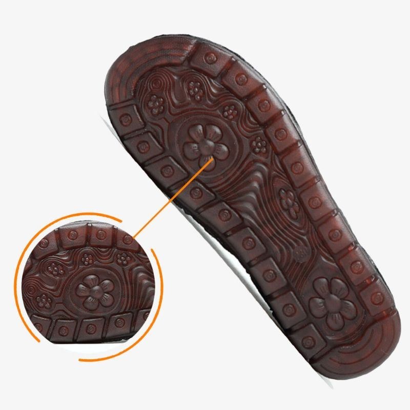 Dame Folkways Broderede Blomsterkohud Blød Sål Slip-on Flade Lædersko
