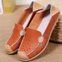 Dame Fritidssko Åndbar Hollow Out Flats Soft Sole Loafers Blomstertryk Loafers