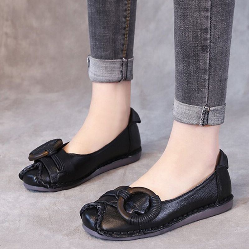Dame Håndlavet Stricing Decor Behagelig Blød Sål Casual Læder Loafers