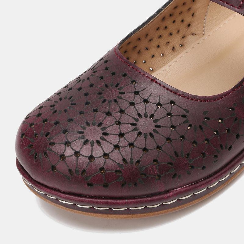 Dame Hollow Out Åndbar Comfy Hook Loop Spring Flats Casual Sko
