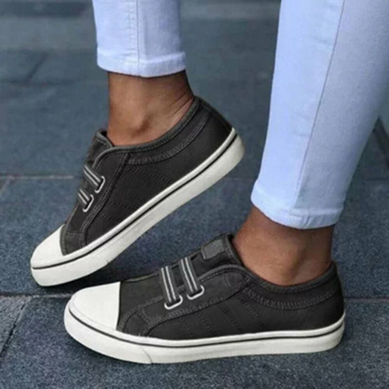 Dame Large Størrelse Canvas Sneakers Elastik Band Casual Flats