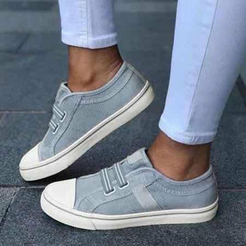 Dame Large Størrelse Canvas Sneakers Elastik Band Casual Flats