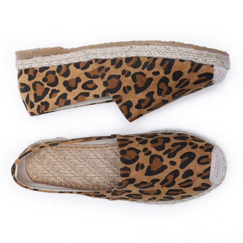 Dame Leopardtryk Behagelig Letvægts Casual Slip On Espadrille Flats