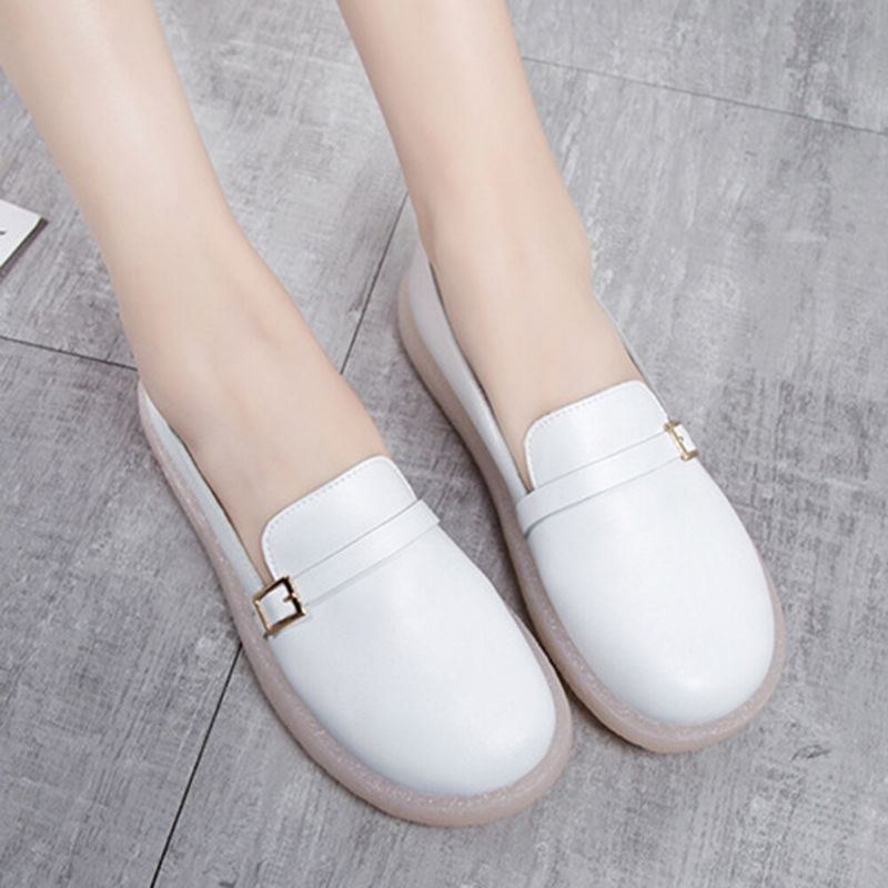Dame Letvægtsspænde Ensfarvet Blød Slip On Casual Comfy Flats