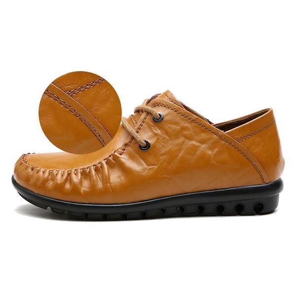 Dame Loafers Ægte Læder Casual Blød Sål Comfy Flats