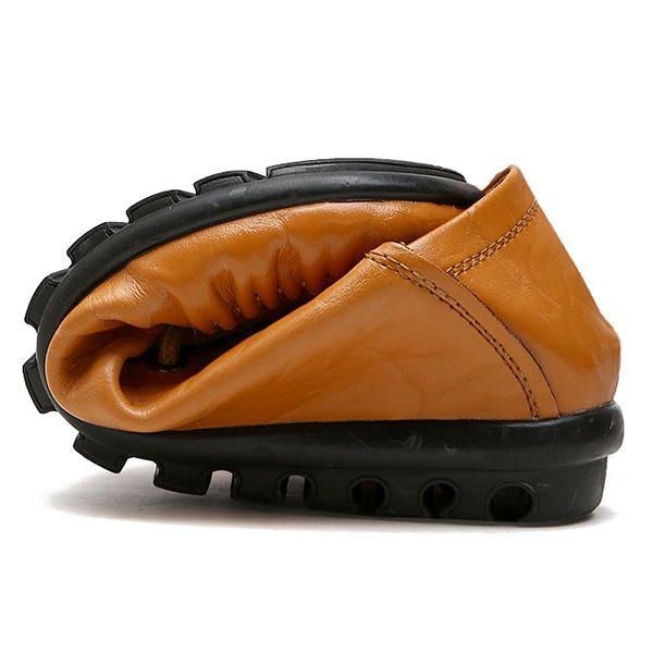 Dame Loafers Ægte Læder Casual Blød Sål Comfy Flats
