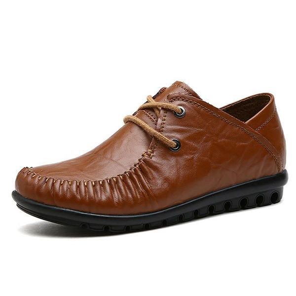 Dame Loafers Ægte Læder Casual Blød Sål Comfy Flats