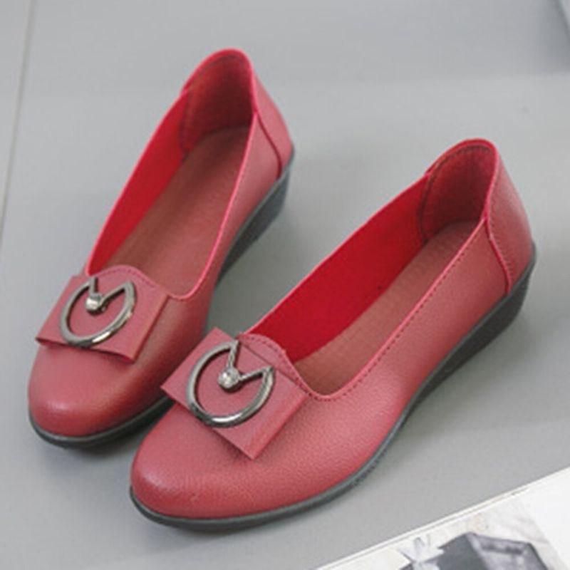 Dame Metail Decor Behagelig Sål Shallow Casual Slip On Loafers