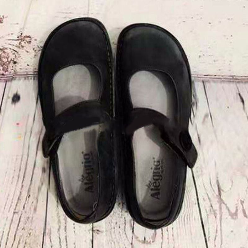Dame Plus Size Comfy Solid Rund Toe Justerbar Krogløkke Casual Flats Loafers