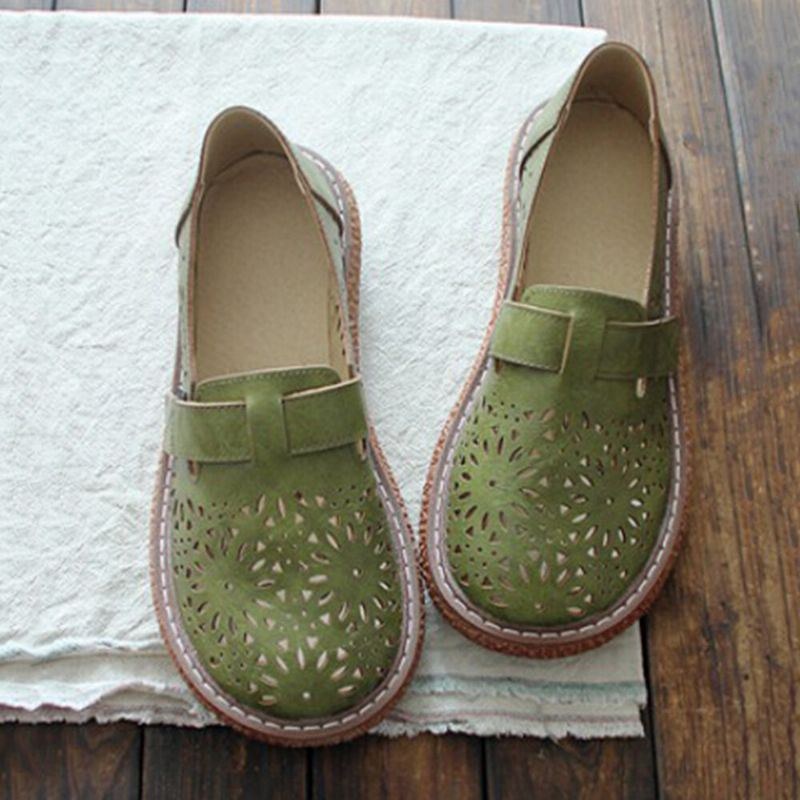 Dame Retro Casual Slip On Rund Toe Åndbar Slidstærk Loafers Sko