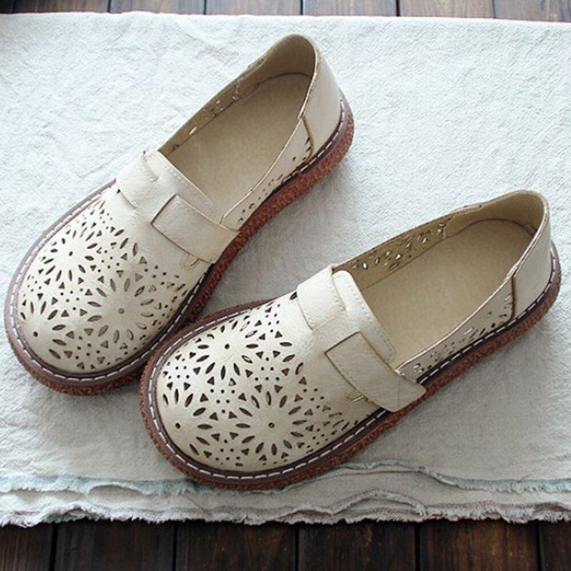Dame Retro Casual Slip On Rund Toe Åndbar Slidstærk Loafers Sko