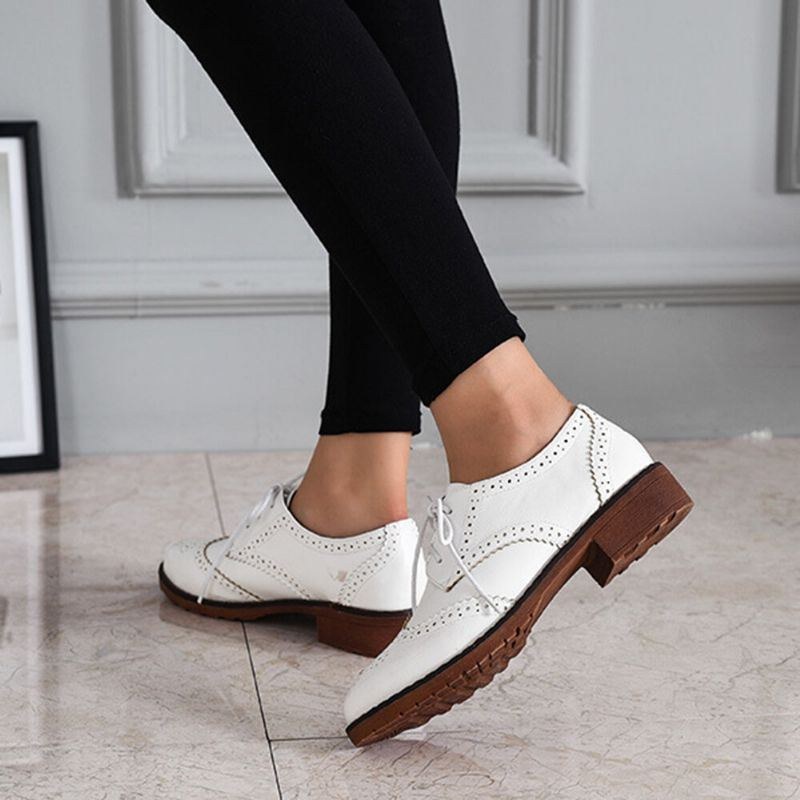 Dame Snørebånd Behagelige Alsidige Kontorsko Retro Oxfords Flats