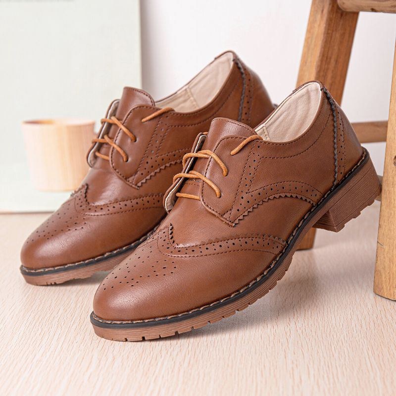 Dame Snørebånd Behagelige Alsidige Kontorsko Retro Oxfords Flats