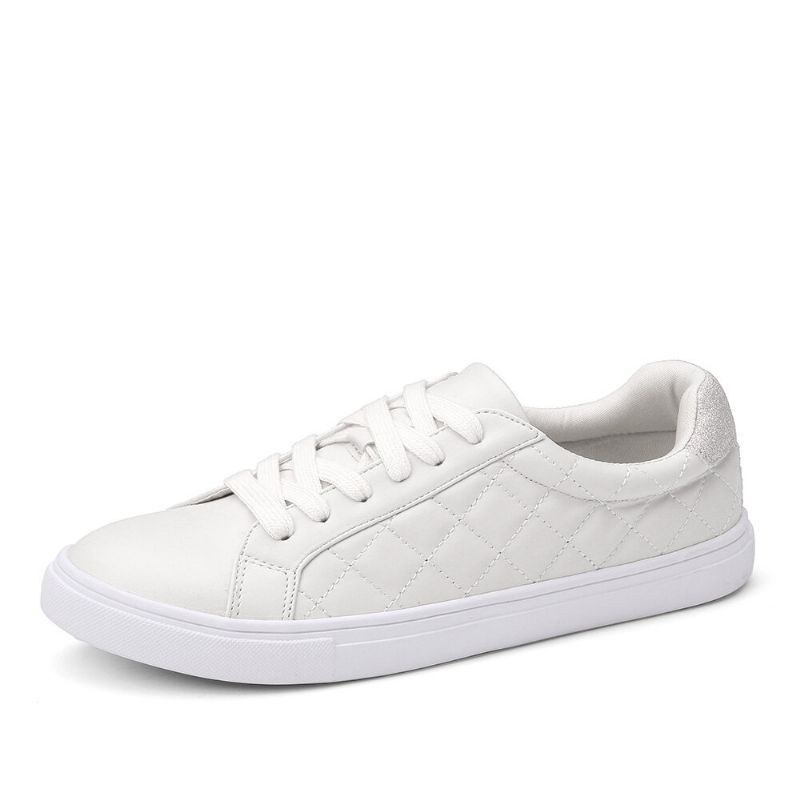 Dame Soild Farve Plaidsømme Snøring Behagelige Casual Flats
