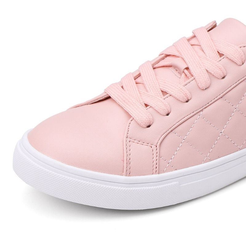 Dame Soild Farve Plaidsømme Snøring Behagelige Casual Flats
