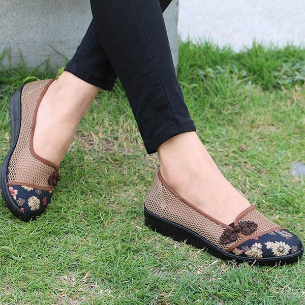Dame Sommer Fritid Chic Sko Åndbar Slip-on Mesh Sved Absorption Flats Sko