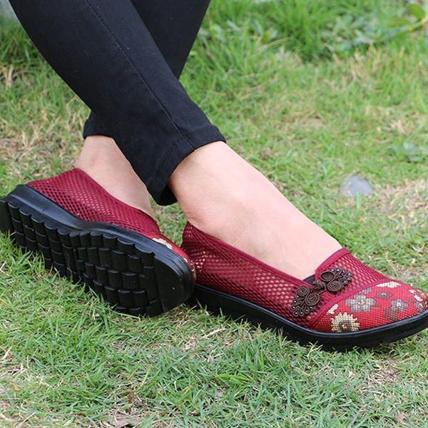 Dame Sommer Fritid Chic Sko Åndbar Slip-on Mesh Sved Absorption Flats Sko