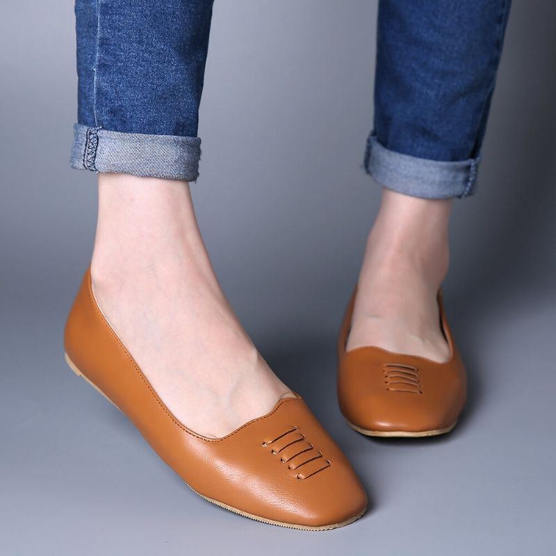 Dame Square Toe Comfy Lightweight Slip On Loafers