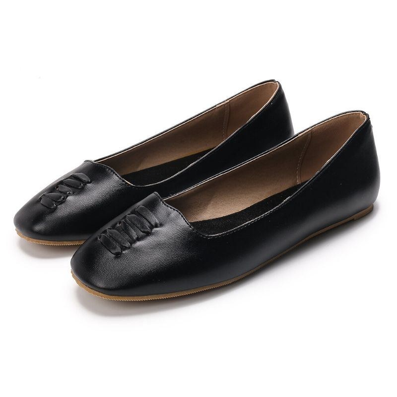 Dame Square Toe Comfy Lightweight Slip On Loafers