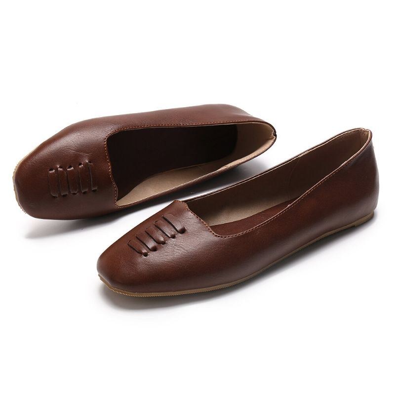 Dame Square Toe Comfy Lightweight Slip On Loafers