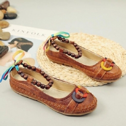 Dame Stor Størrelse Perle Retro Sting Casual Flade Strappy Sko Loafers