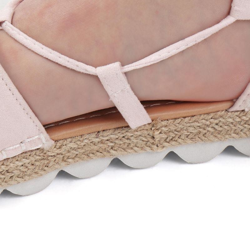Dame Strappy Espadrilles Plus Size Casual Ensfarvet Sommer Platform Sandaler
